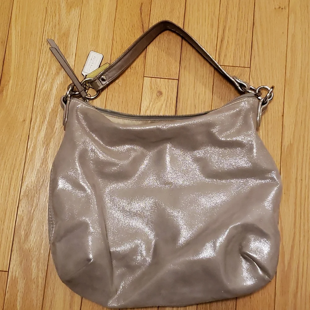 Large Coach Metallic suade Hobo Bag - Picture 2 of 8